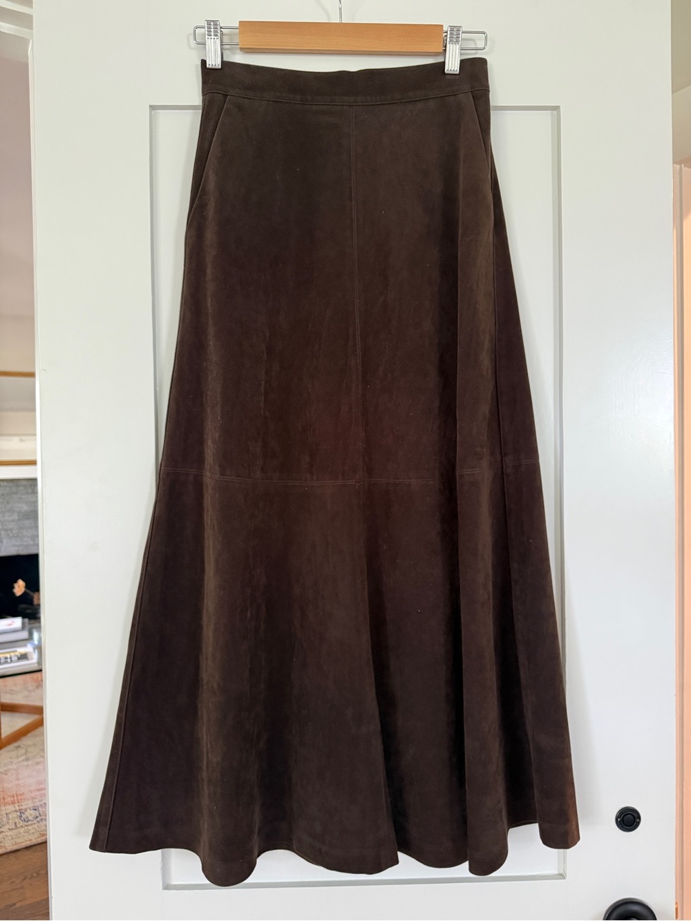 Joe's Jeans Tavi Vegan Dark Brown Suede Maxi Skirt - Picture 4 of 6